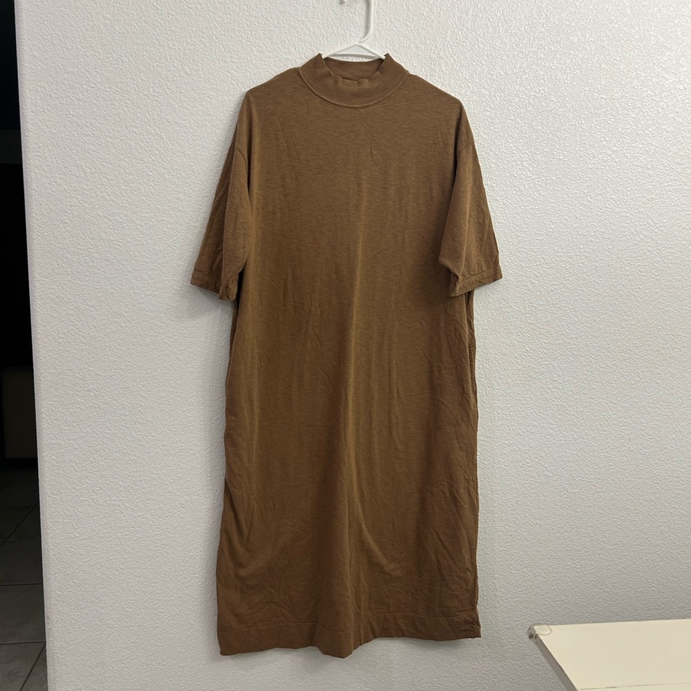 45R 45RPM Japan Lagenlook Brown Midi T-Shirt Dress